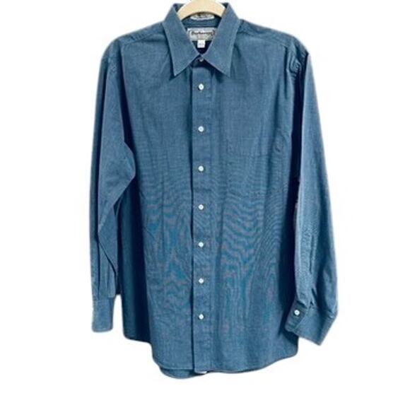 BURBERRYS of London Men’s 100% Cotton Dress Shirt Blue 15.5-33 (M/L) Vintage USA - Picture 2 of 7